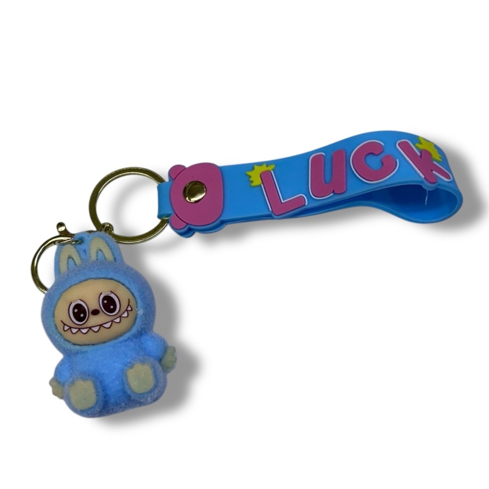 Labubu NEW Blue Monster Series Fuzzy Kawaii Cute Keychain Bag Charm